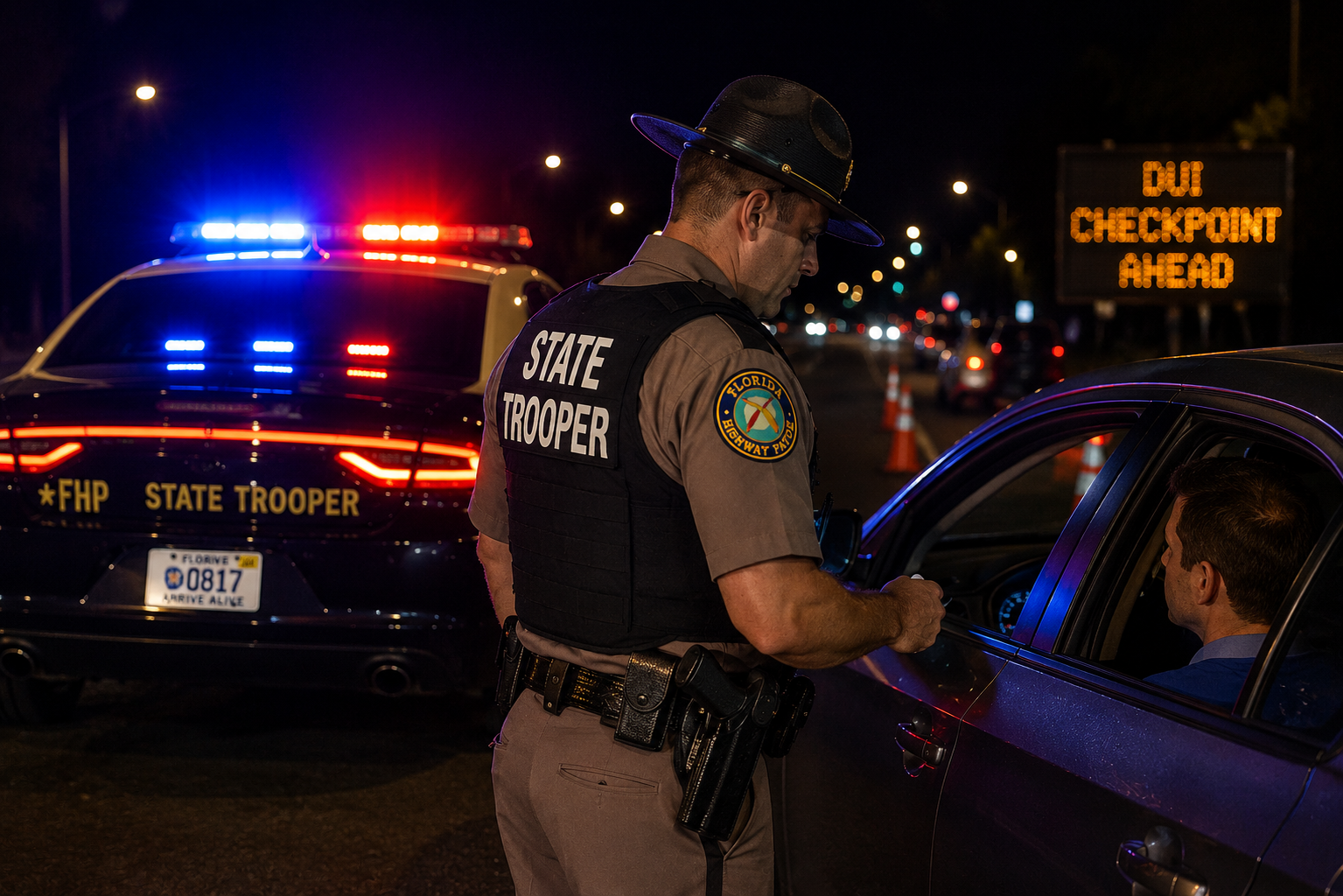 Police stop at night in Florida